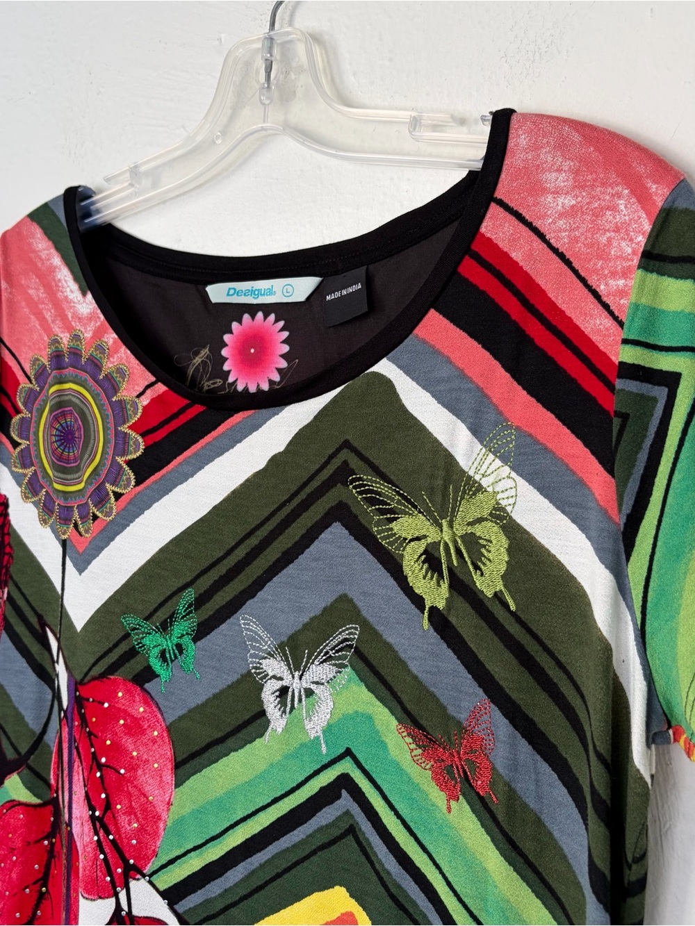 Desigual Multicolor Floral Chevron Mini Dress Dopamine Dressing Medium - Picture 7 of 10